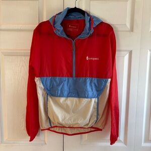 Cotopaxi Jacket Red Blue White Teca Windbreaker 1/4 Zip Hiking Running S Hooded